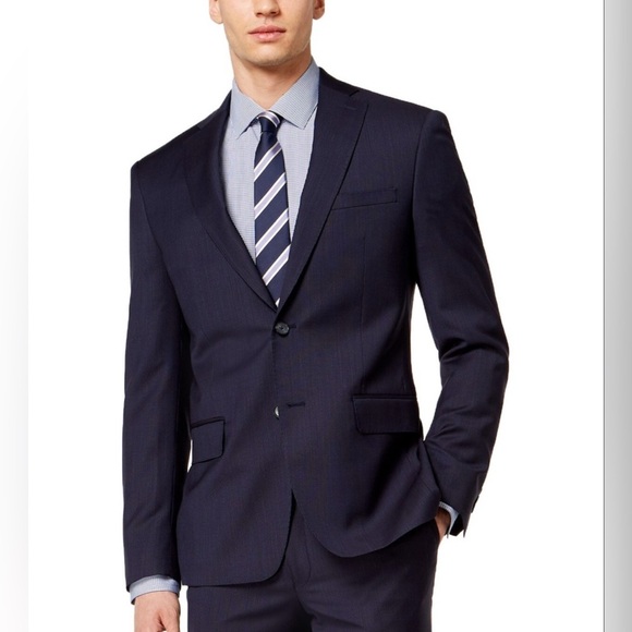 Men’s DKNY Navy Wool Suit Jacket Size 44L EUC - Picture 1 of 5
